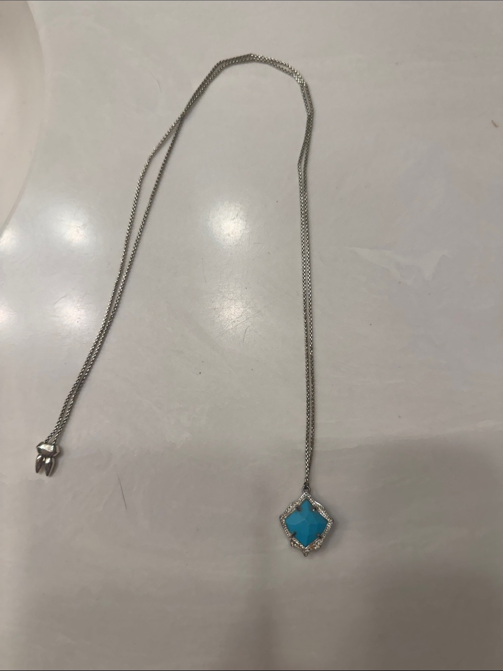 Kendra Scott Silver Necklace with Turquoise Blue Pendant